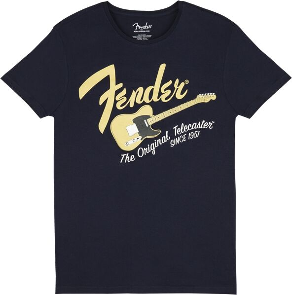 Fender Original Telecaster Men's Tee T-skjorte Navy/Blonde - Large