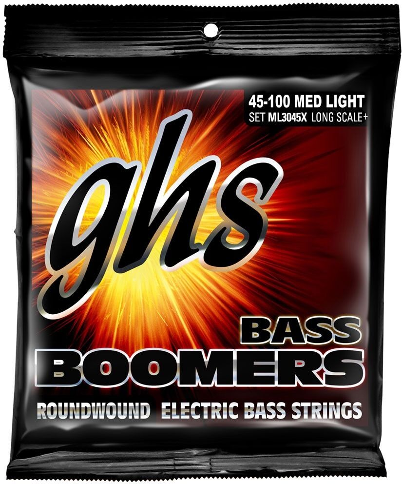 GHS ML3045X Bass Boomers LONG+ Medium Light DYB45X-DYB100X Strengesett til elektrisk bass