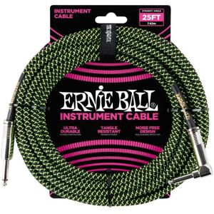 Ernie Ball 6066 Instrument Cable Flätad Rak-Vinklad 7,6m - Grön/Svart