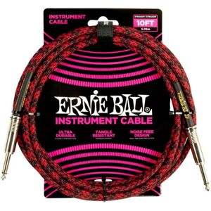 Ernie Ball 6394 Instrument Cable Flätad Rak-Rak 3m - Röd/Svart