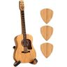 ELicna Wooden Guitar Pick Box with Stand,3PCS Unique Guitar Picks,Guitar Pick Holder Box,Musician Engraved Wooden Plectrum Case,Acoustic Guitar Box for Electric Bass Guitar Ukulele Lover