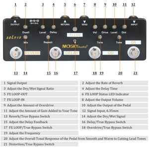 TOMTOP JMS MOSKY Audio SOL918 5-in-1 Multi Effect Pedal Combined Effect Guitar Pedal True Bypass Multi-in-one