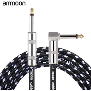 Ammoon 3  or 6Meters Electric Guitar Musical Instrument Cable Cord 1/4 Inch Straight to Right Angle Plug