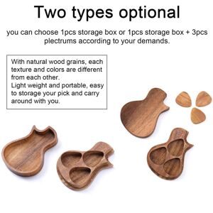 TOMTOP JMS Delicate Wooden Guitar Pick Box Novel Guitar-shape Plectrum Storage Holder Box with Wood Guitar