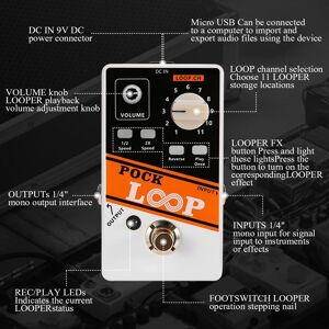 TOMTOP JMS POCK LOOP Looper Guitar Effect Pedal 11 Loopers Max.330mins Recording Time