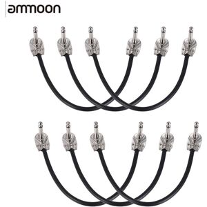 Ammoon Guitar Effect Pedal Instrument Patch Cable 1/4" Silver Right-angle Plug Black PVC