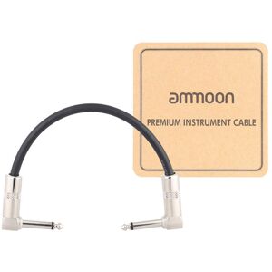 ammoon AC-10 15cm / 0.5 Feet Guitar Patch Effect Pedal Instrument Cable Cord 1/4 Inch 6.35mm Silver Right Angle Plug PVC