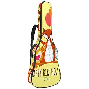 Galens Fox Owl Animals Happy Birthday Soft Bass Guitar Case Bag with Back Hanger Loop Electirc Guitar Backpack Leaves Pineapples Coralcm Thick Safety Padding