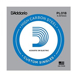 D'Addario Ltd D'Addario Plain Steel Single String for Guitar, Silver, PL018 Plain String (18)