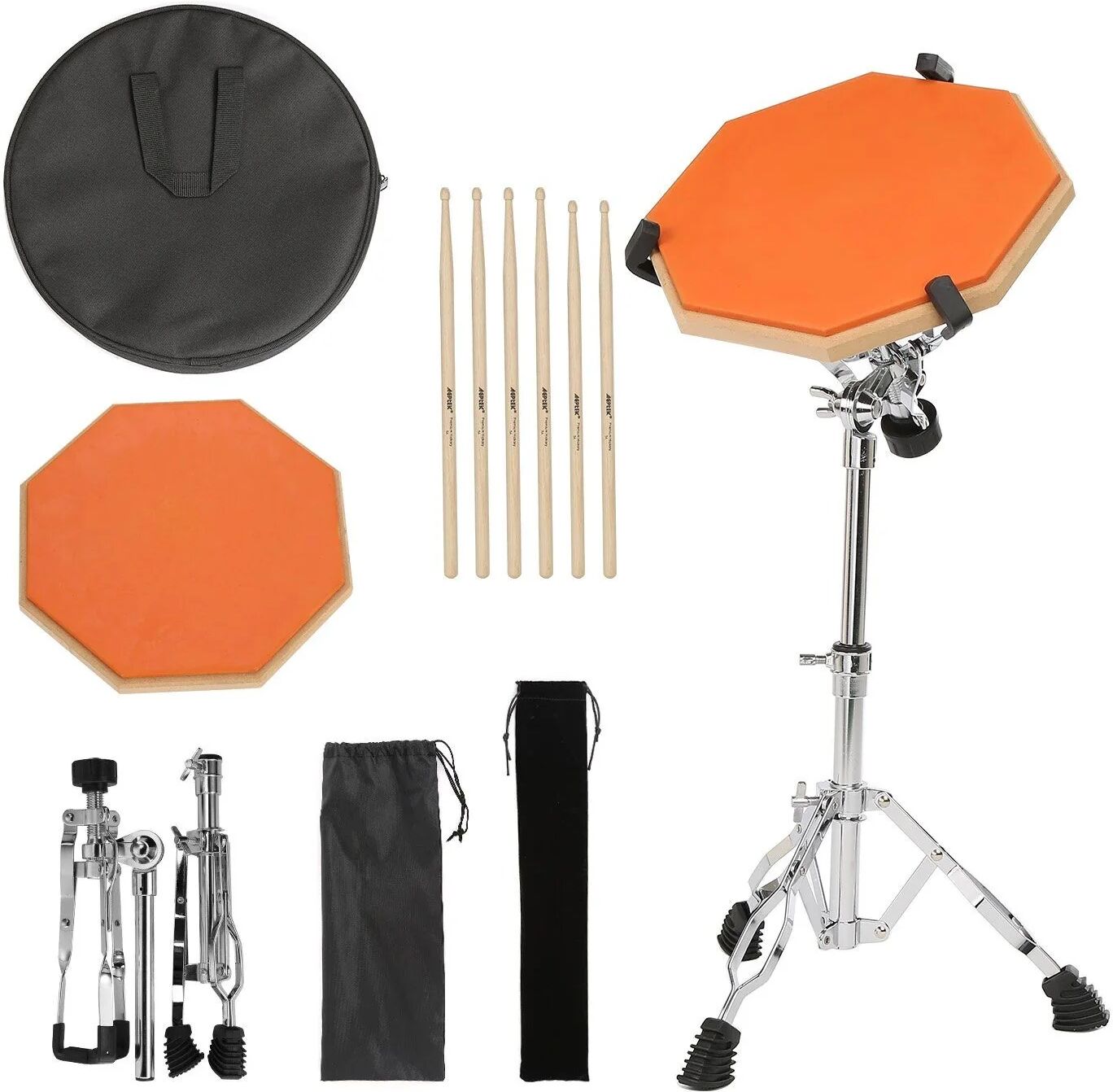 DailySale Drum Practice Pads with 3 Pairs of Drum Sticks and Adjustable Snare Drum Stand