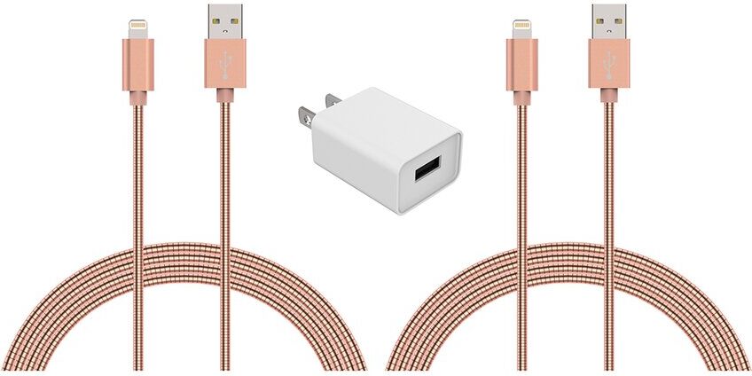 Posh Tech / 2-Pack Stainless Steel Lightning To USB Charge & Sync Cable Gold NoSize