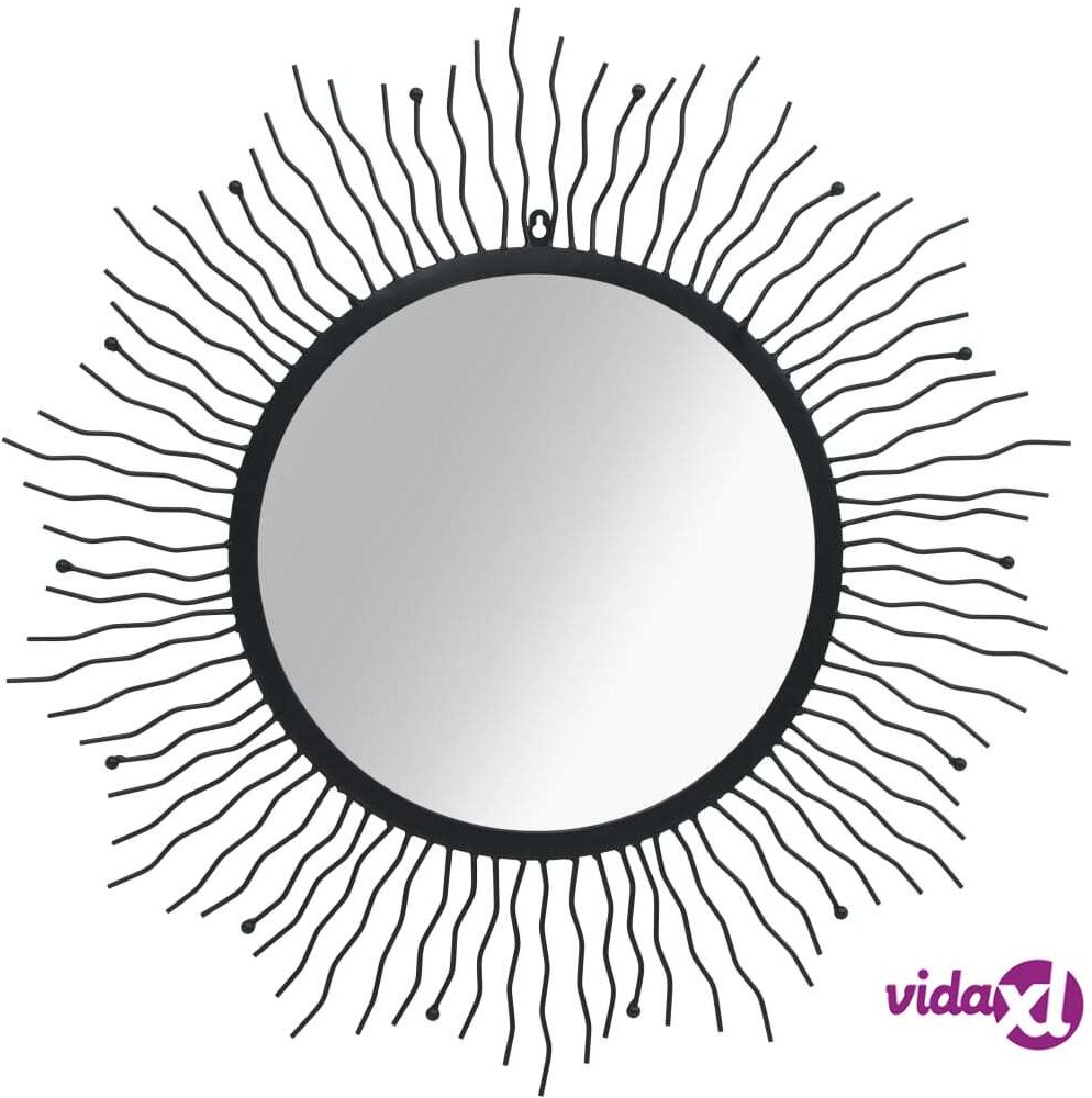 vidaXL Wall Mirror Sunburst 80 cm Black