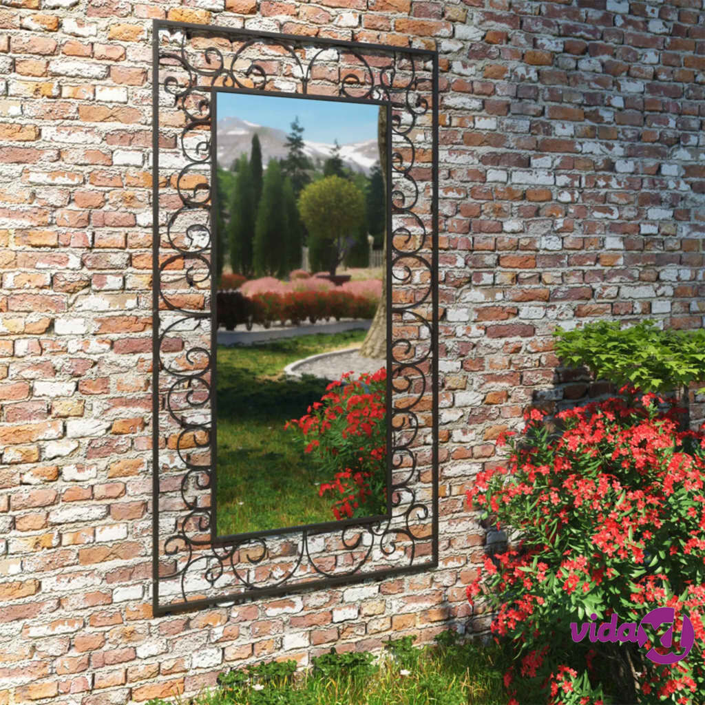 vidaXL Garden Wall Mirror Rectangular 60x110 cm Black