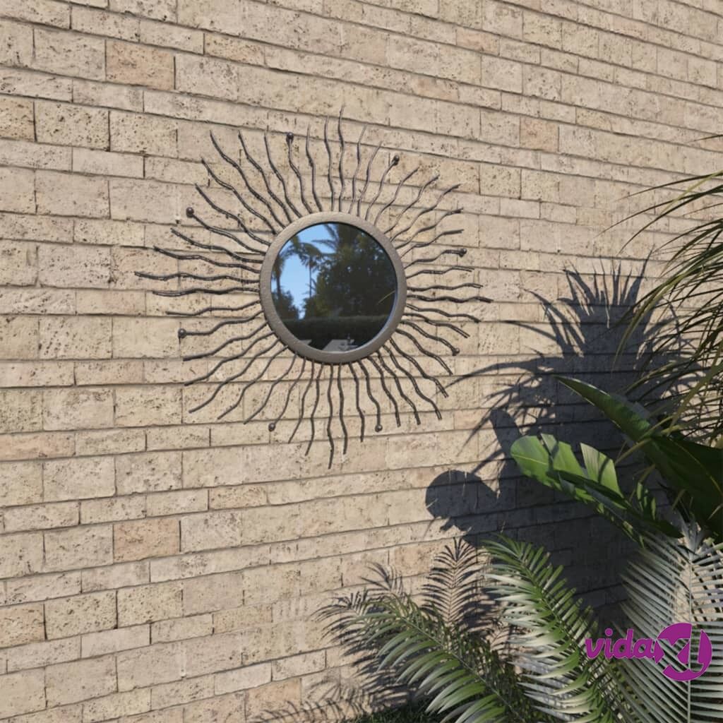 vidaXL Garden Wall Mirror Sunburst 60 cm Black