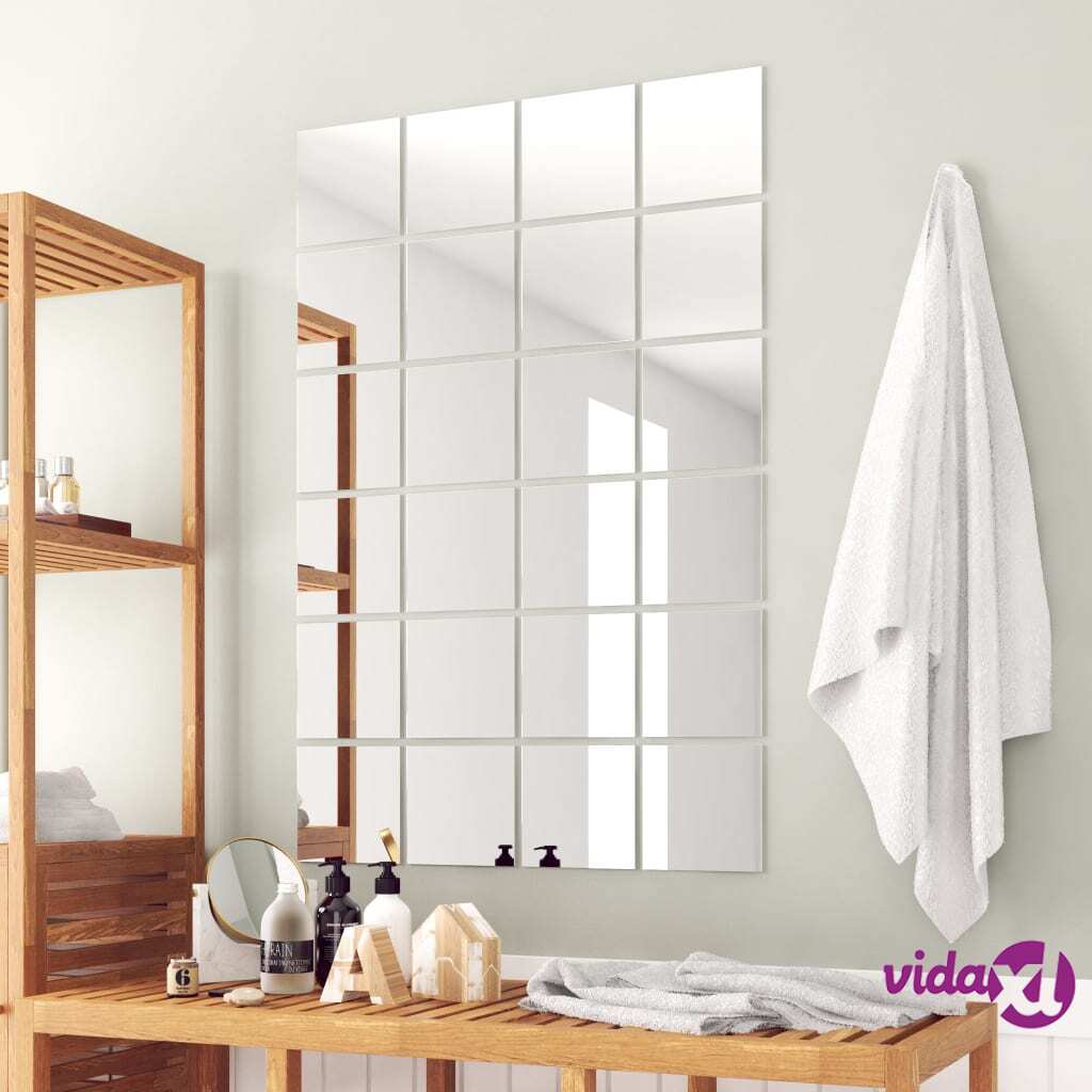 vidaXL 48 pcs Mirror Tiles Square Glass