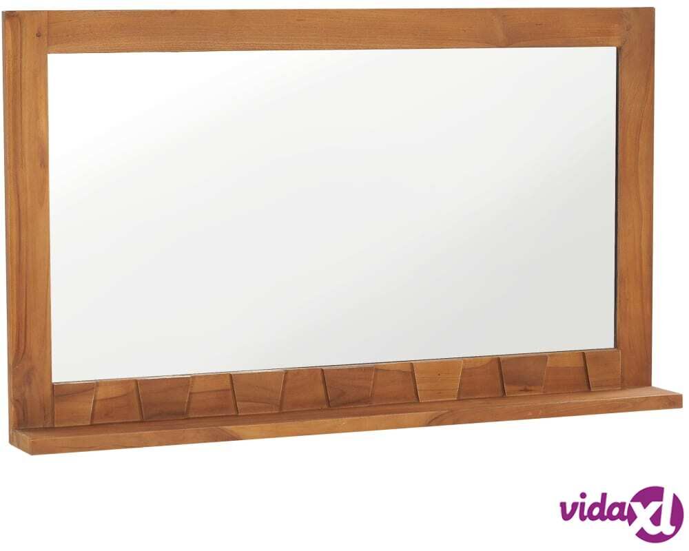 vidaXL Wall Mirror with Shelf 100x12x60 cm Solid Teak Wood