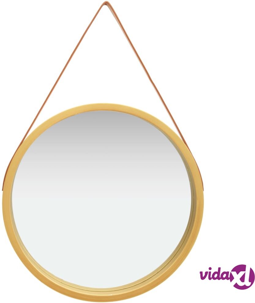 vidaXL Wall Mirror with Strap 60 cm Gold