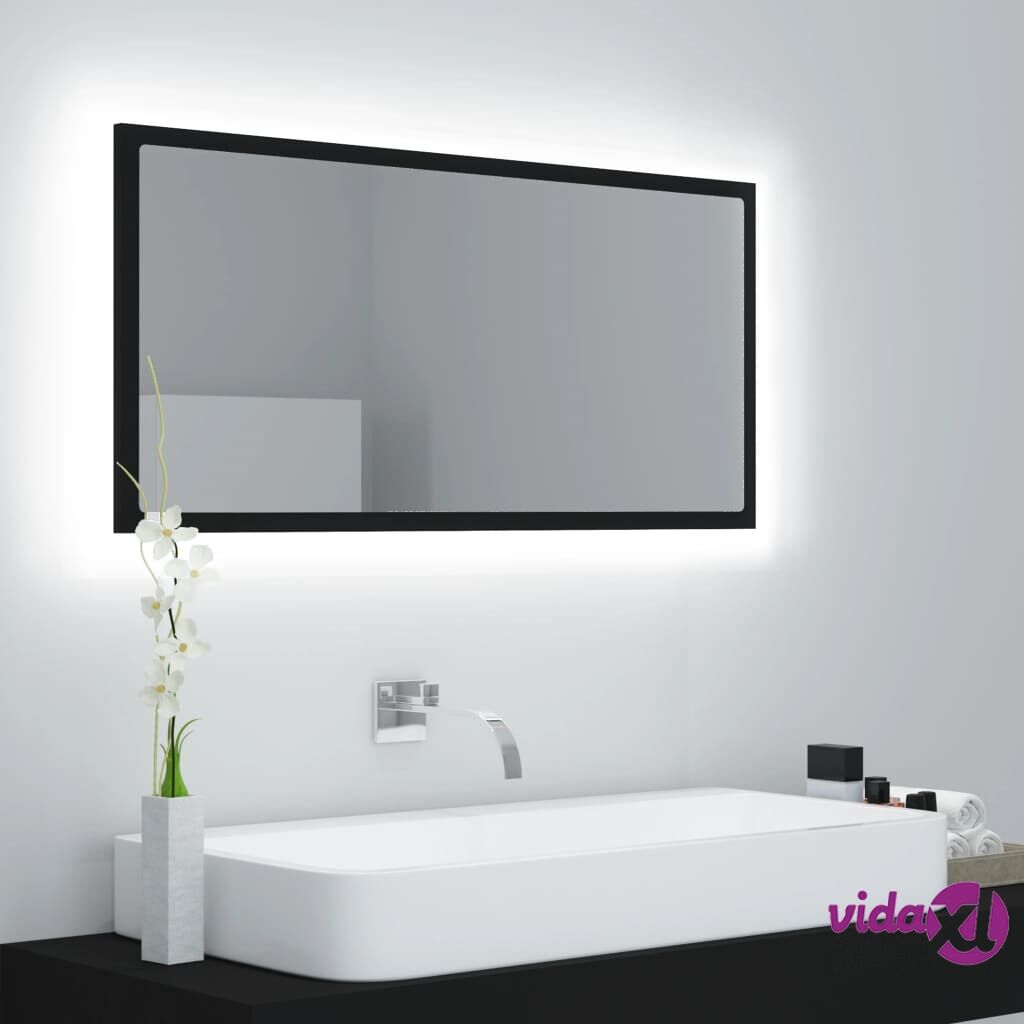 vidaXL LED Bathroom Mirror Black 90x8.5x37 cm Chipboard