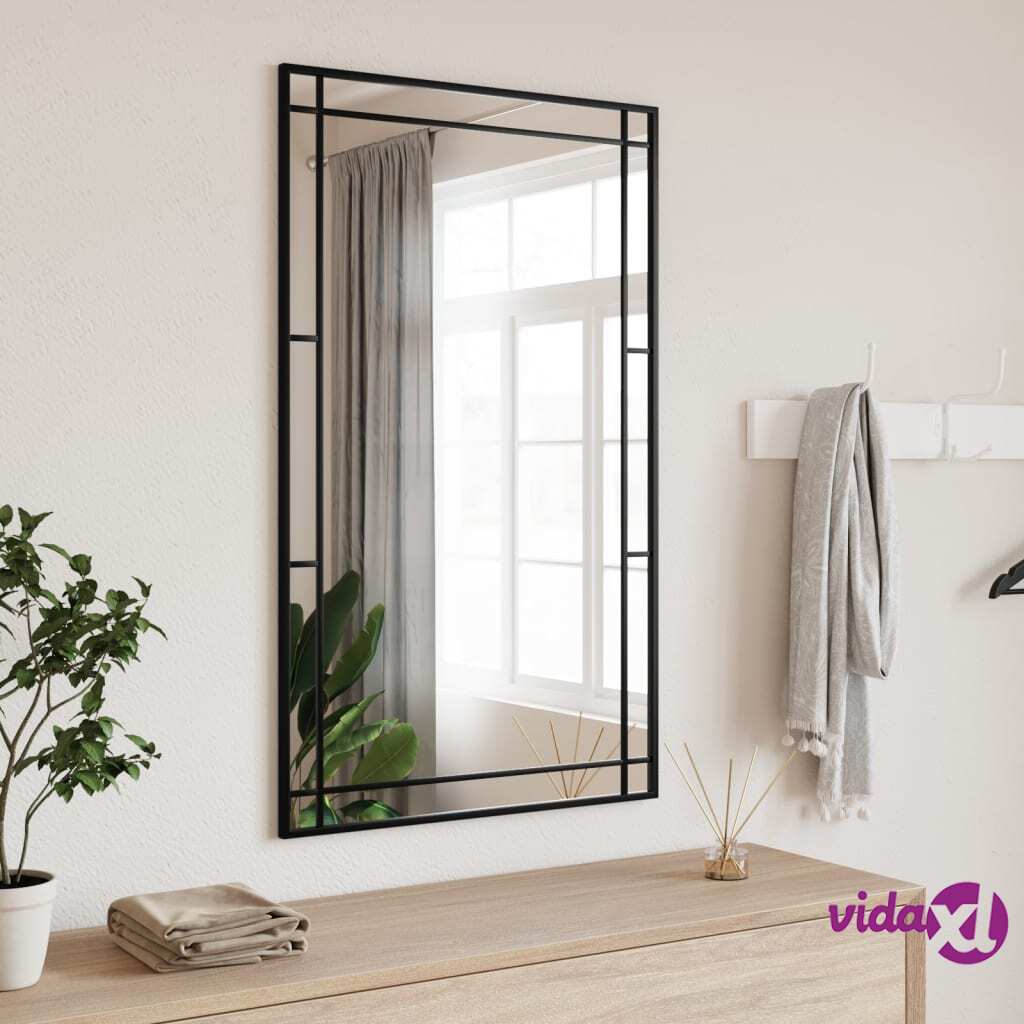 vidaXL Wall Mirror Black 60x100 cm Rectangle Iron