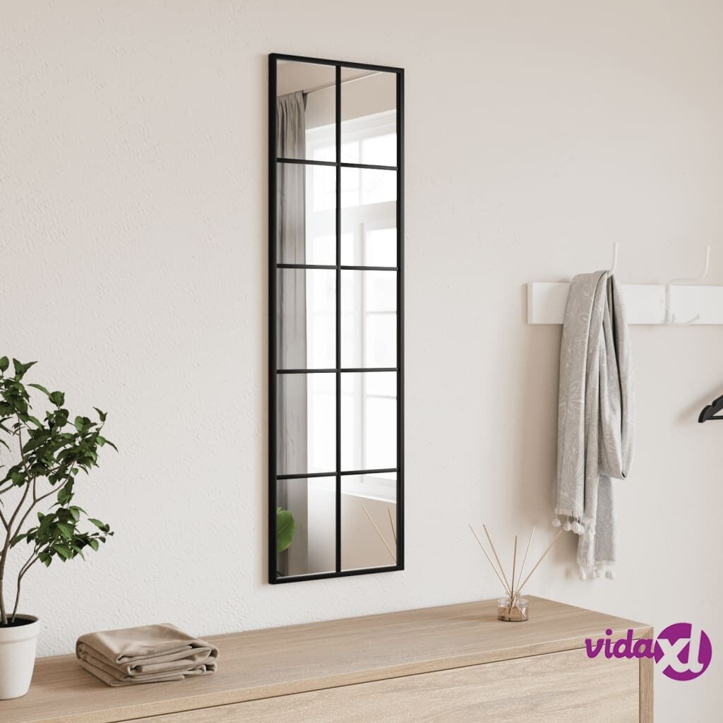 vidaXL Wall Mirror Black 30x100 cm Rectangle Iron