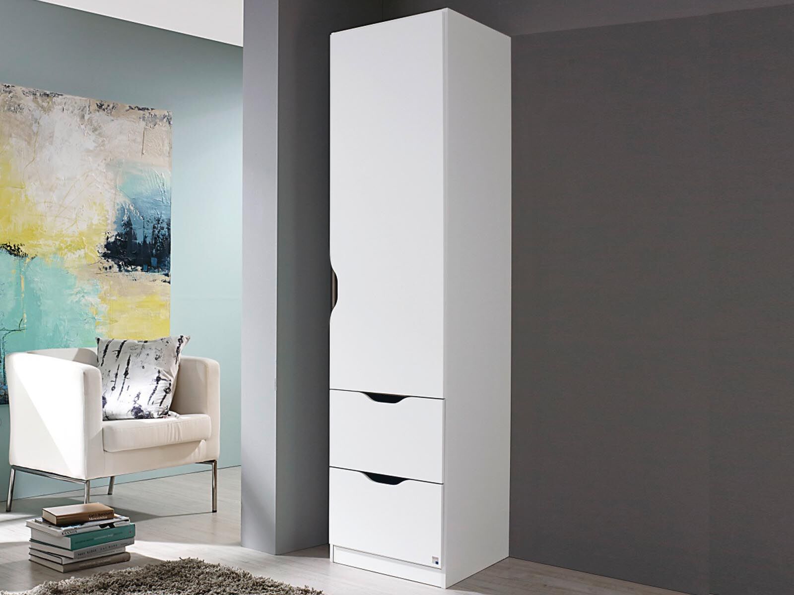 Mobistoxx Armoire FREEDOM 1 porte 2 tiroirs blanc sans miroir