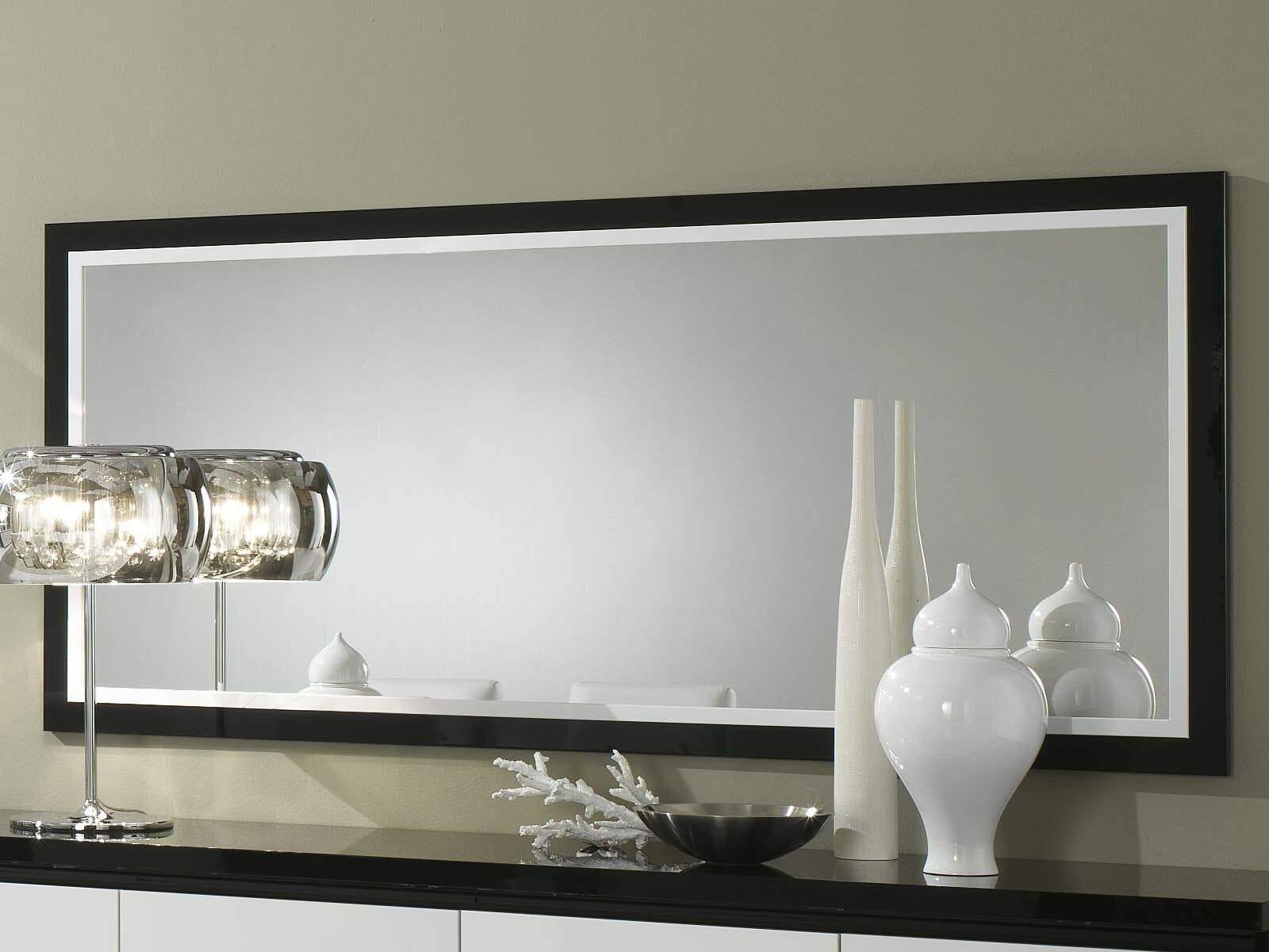 Mobistoxx Miroir ROMEO 180 cm noir laque/blanc laque