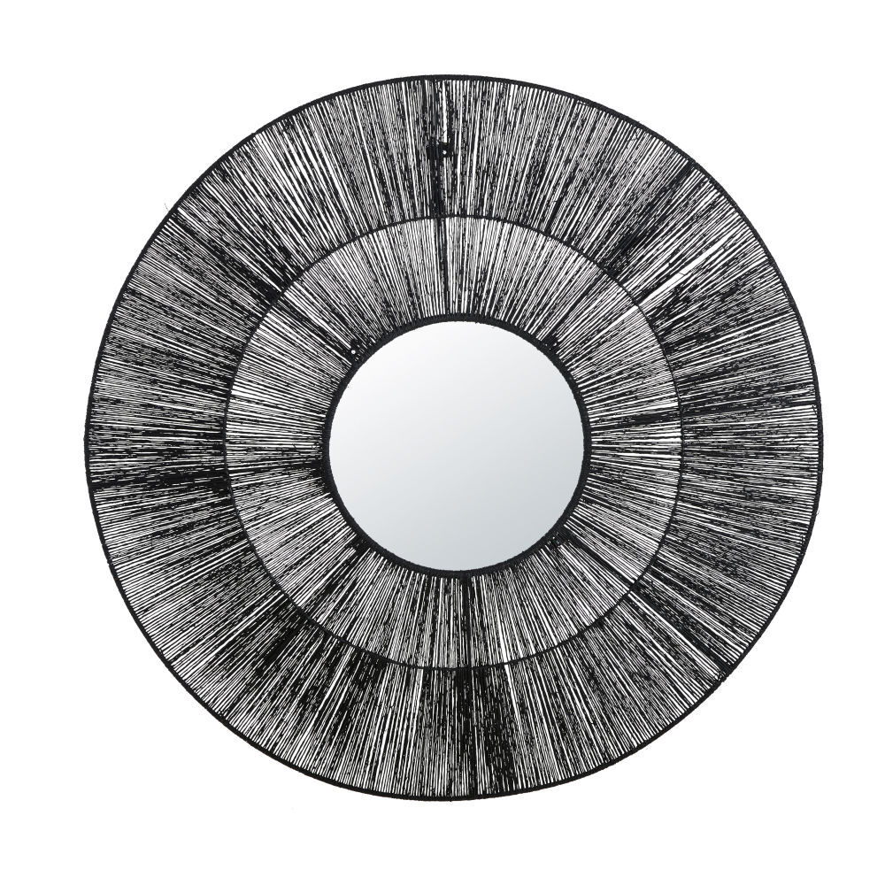 Maisons du Monde Miroir en rotin et fibre végétale noirs D110