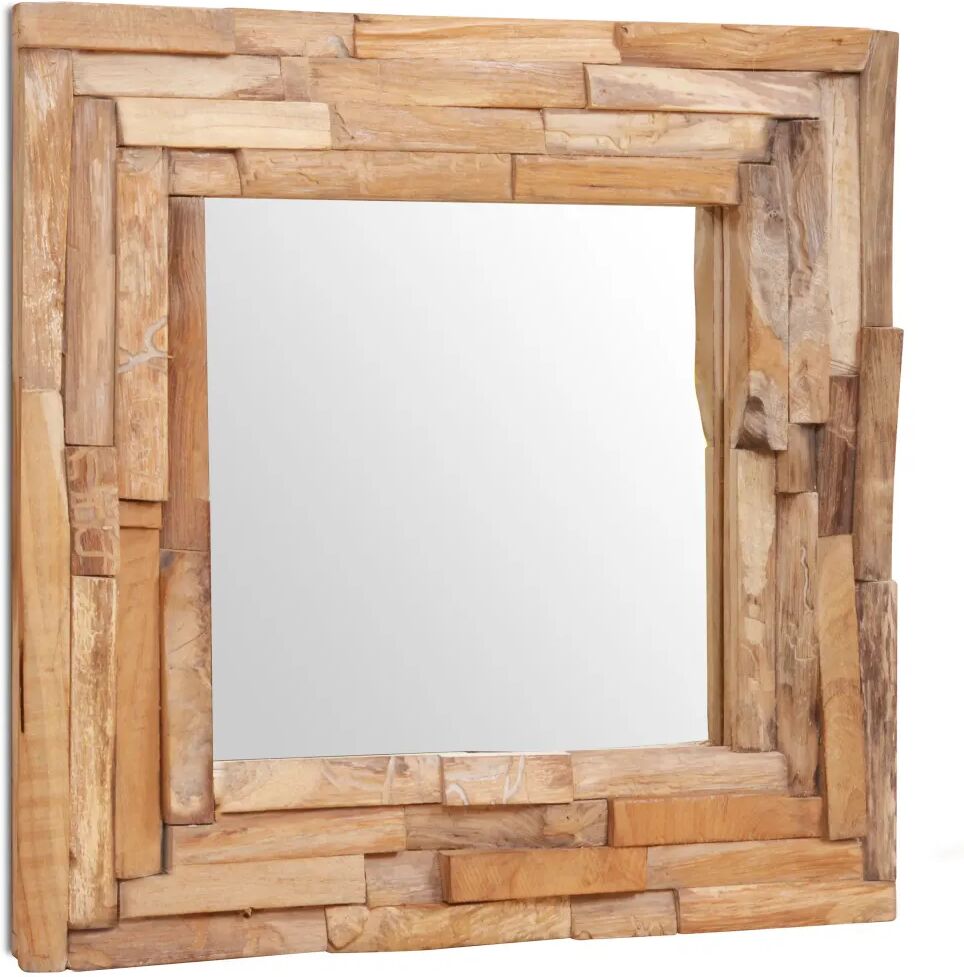 vidaXL Miroir décoratif Teck 60 x 60 cm Carré