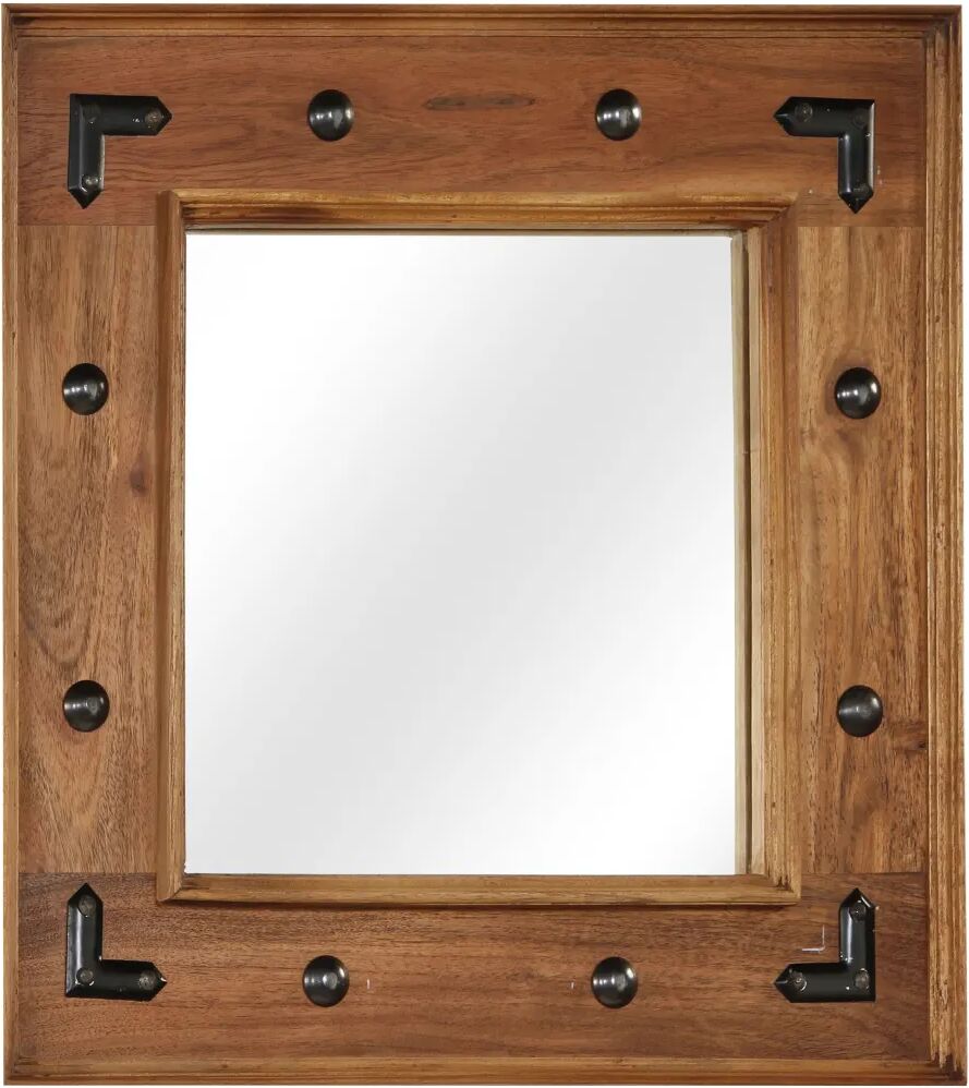 vidaXL Miroir Bois d'acacia massif 50 x 50 cm