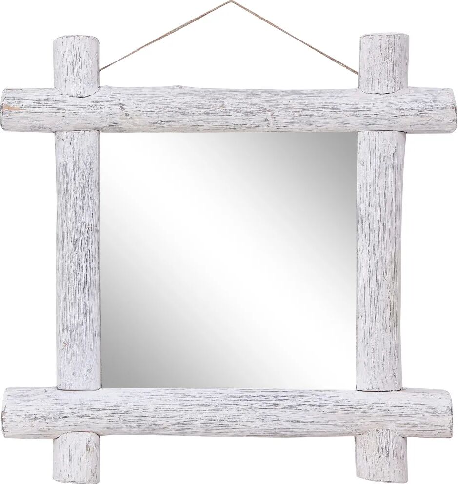 vidaXL Miroir à bûches Blanc 70x70 cm Bois de récupération massif