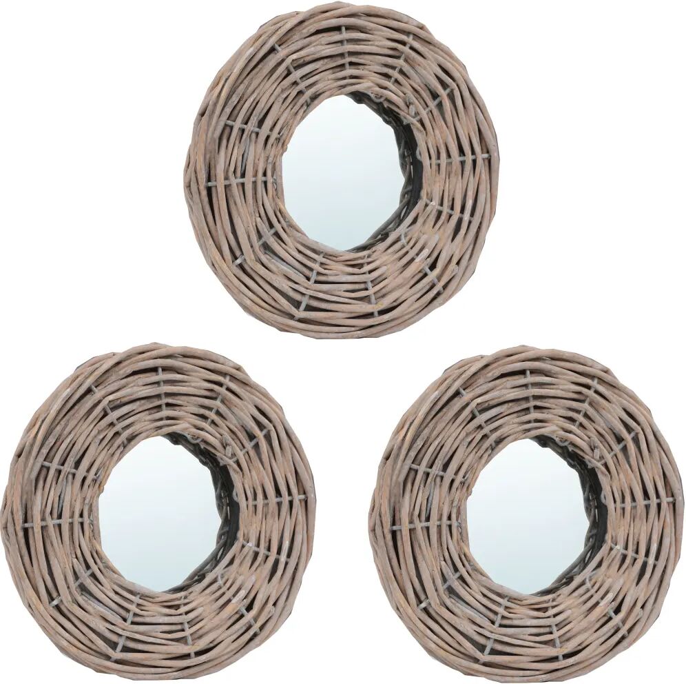 vidaXL Miroirs 3 pcs 15 cm Osier