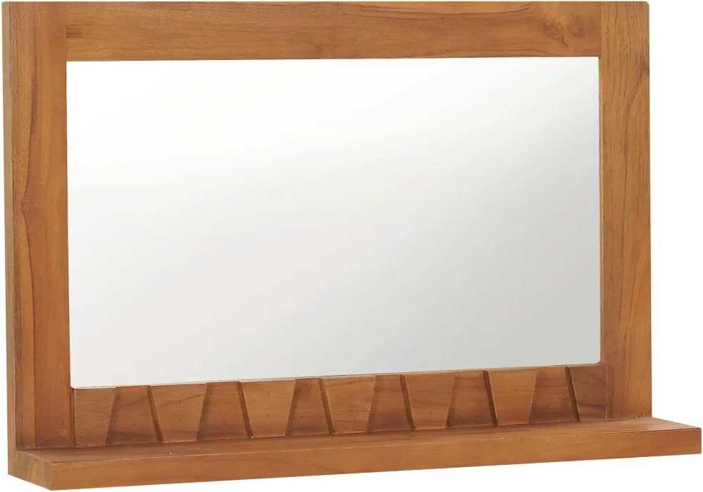 vidaXL Miroir mural avec étagère 60x12x40 cm Bois de teck massif