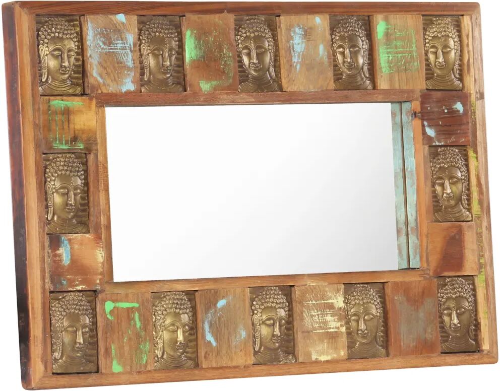 vidaXL Miroir avec revêtement Bouddha 80x50 cm Bois de récupération