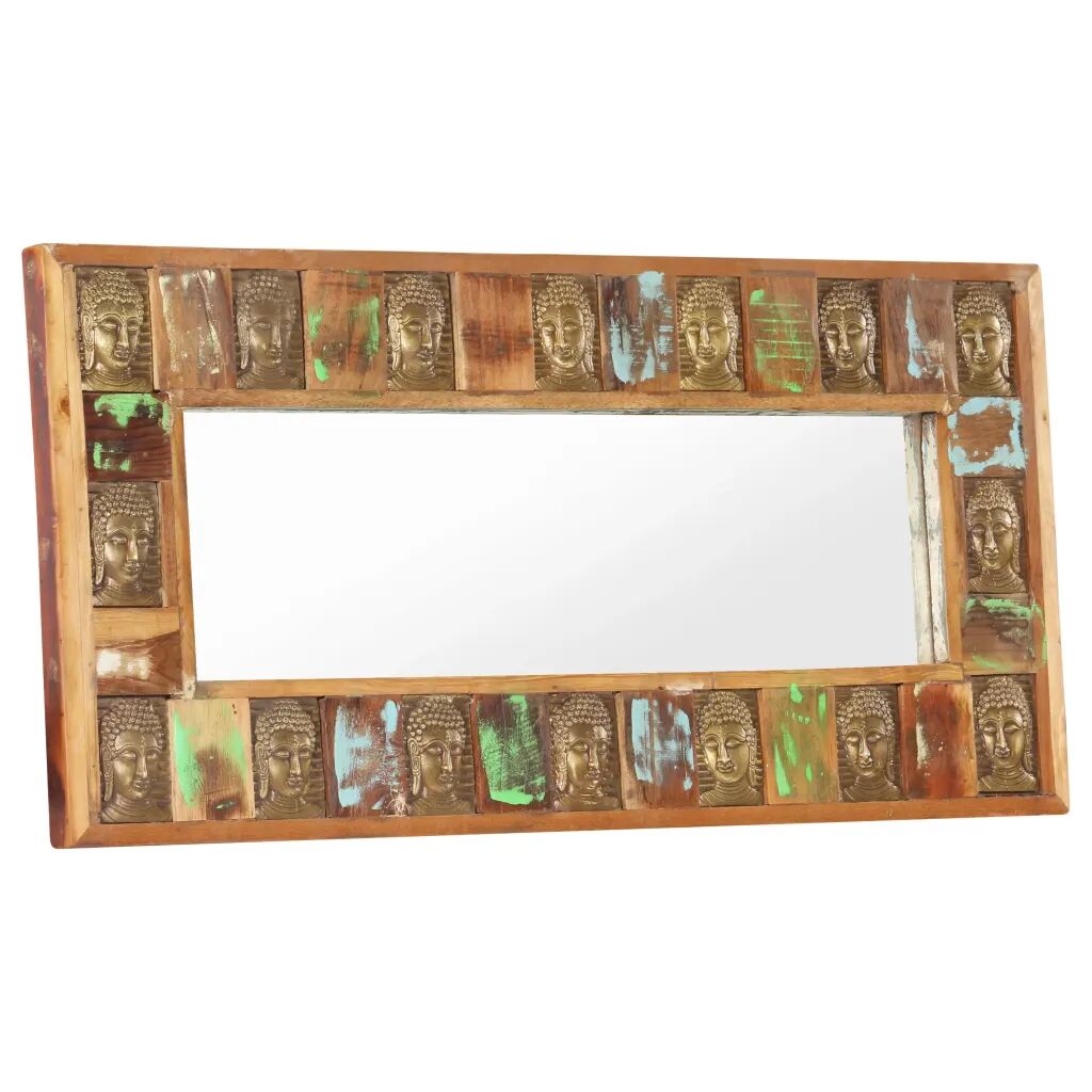 vidaXL Miroir avec revêtement Bouddha 110x50 cm Bois de récupération