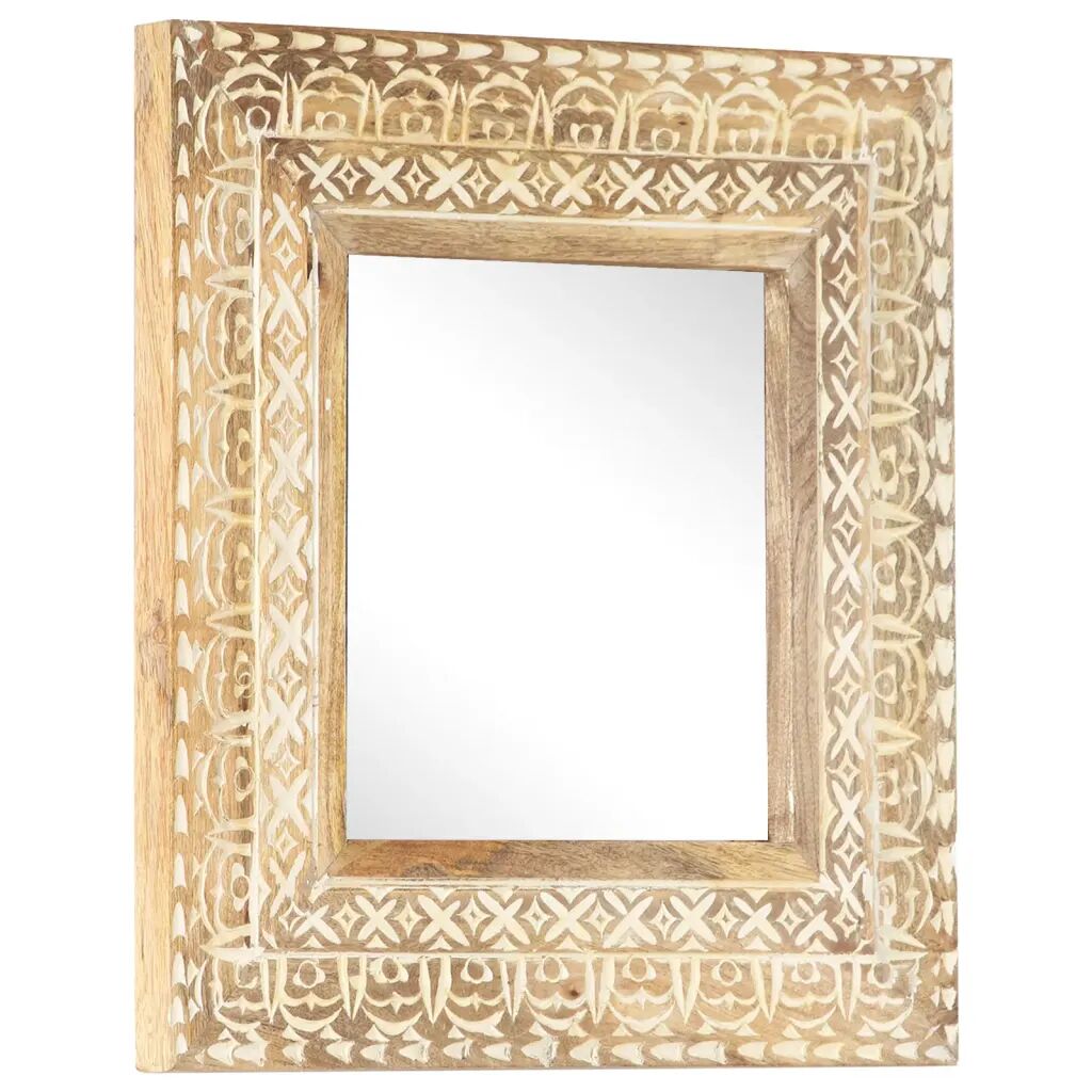 vidaXL Miroir sculpté à la main 50x50x2,6 cm Bois de manguier solide