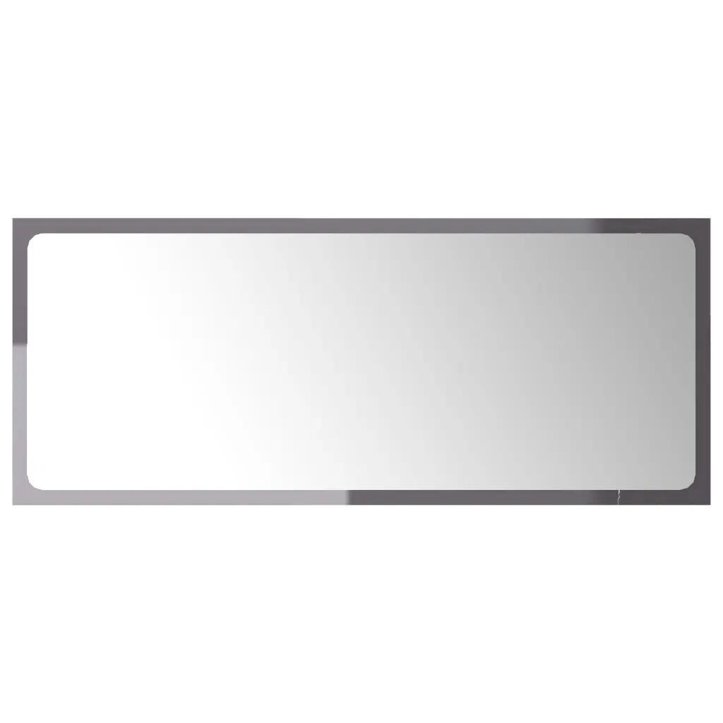 vidaXL Miroir de salle de bain Gris brillant 90x1,5x37 cm Aggloméré