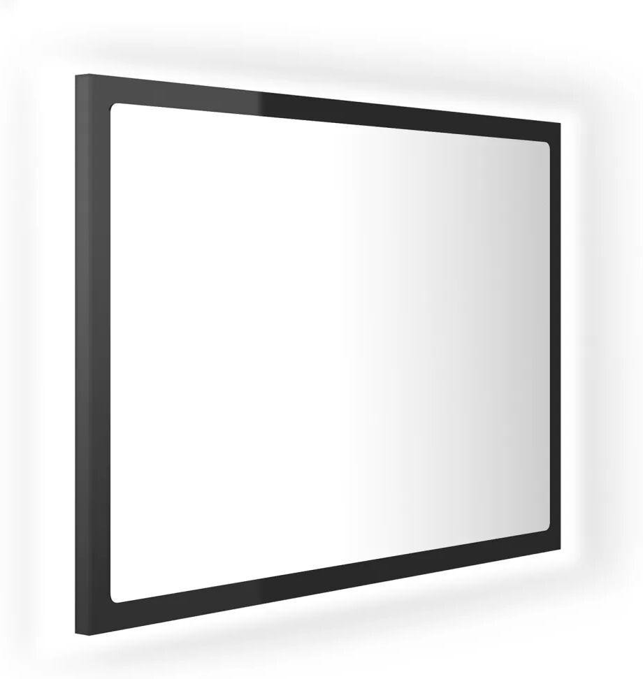 vidaXL Miroir à LED de bain Noir brillant 60x8,5x37 cm Aggloméré