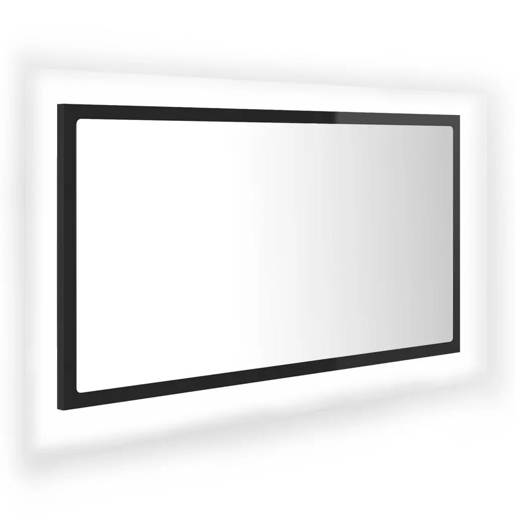 vidaXL Miroir à LED de bain Noir brillant 80x8,5x37 cm Aggloméré