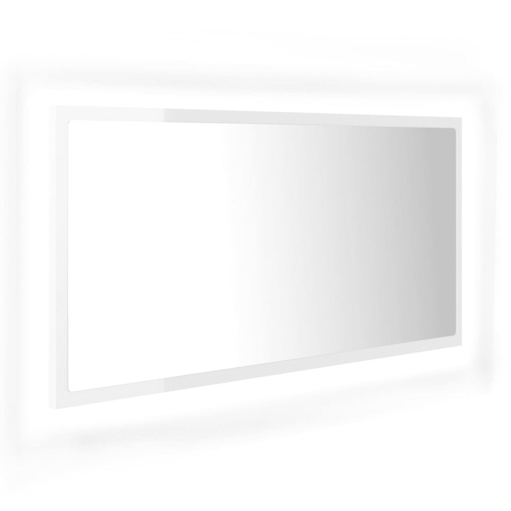 vidaXL Miroir à LED de bain Blanc brillant 90x8,5x37 cm Aggloméré