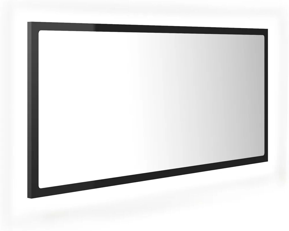 vidaXL Miroir à LED de bain Noir brillant 90x8,5x37 cm Aggloméré