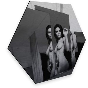 Wall-Art Metallbild »Türschild Sexy Frau im Spiegel«, (Dekorative... Silberfarben Effekt Größe