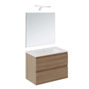 COSMIC B-Best Badmöbel Set 80 cm mit Spiegel und Wandleuchte