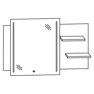 Puris c!puro Flächenspiegel 120 x 80 cm mit 2 LED Streifen und Ablagen rechts