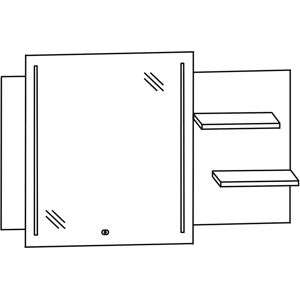 Puris c!mano Flächenspiegel 120 x 80 cm mit 2 LED Streifen und Ablagen rechts