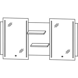 Puris c!mano Flächenspiegel 150 x 80 cm mit 2 LED Streifen und Ablagen mittig