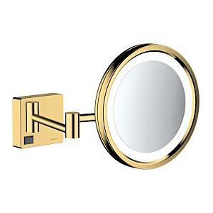 Hansgrohe AddStoris Rasierspiegel 41790990 mit LED Leuchte, Wandmontage, polished gold optic