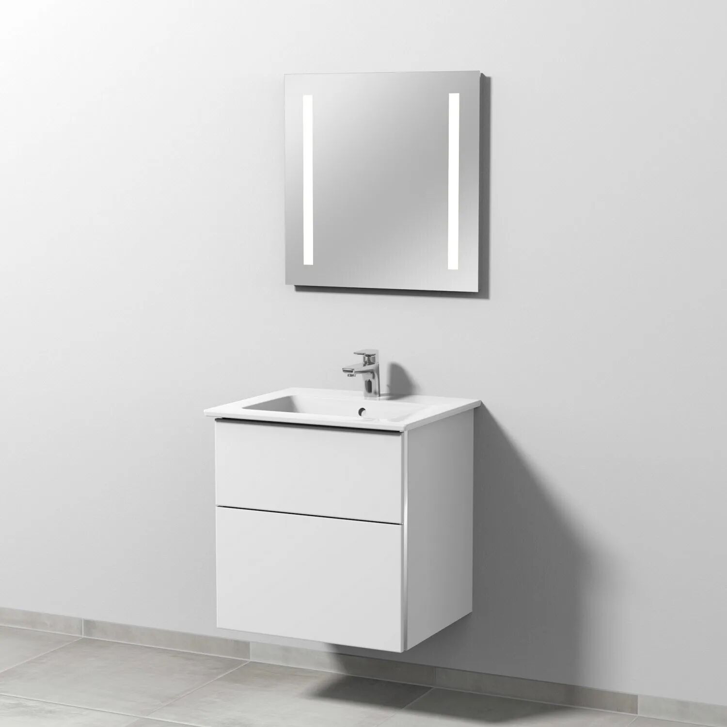 Sanipa 3way Möbelset-2 inkl. Lichtspiegel "LUCY", 60 cm   weiß soft BR32143+LS4209Z