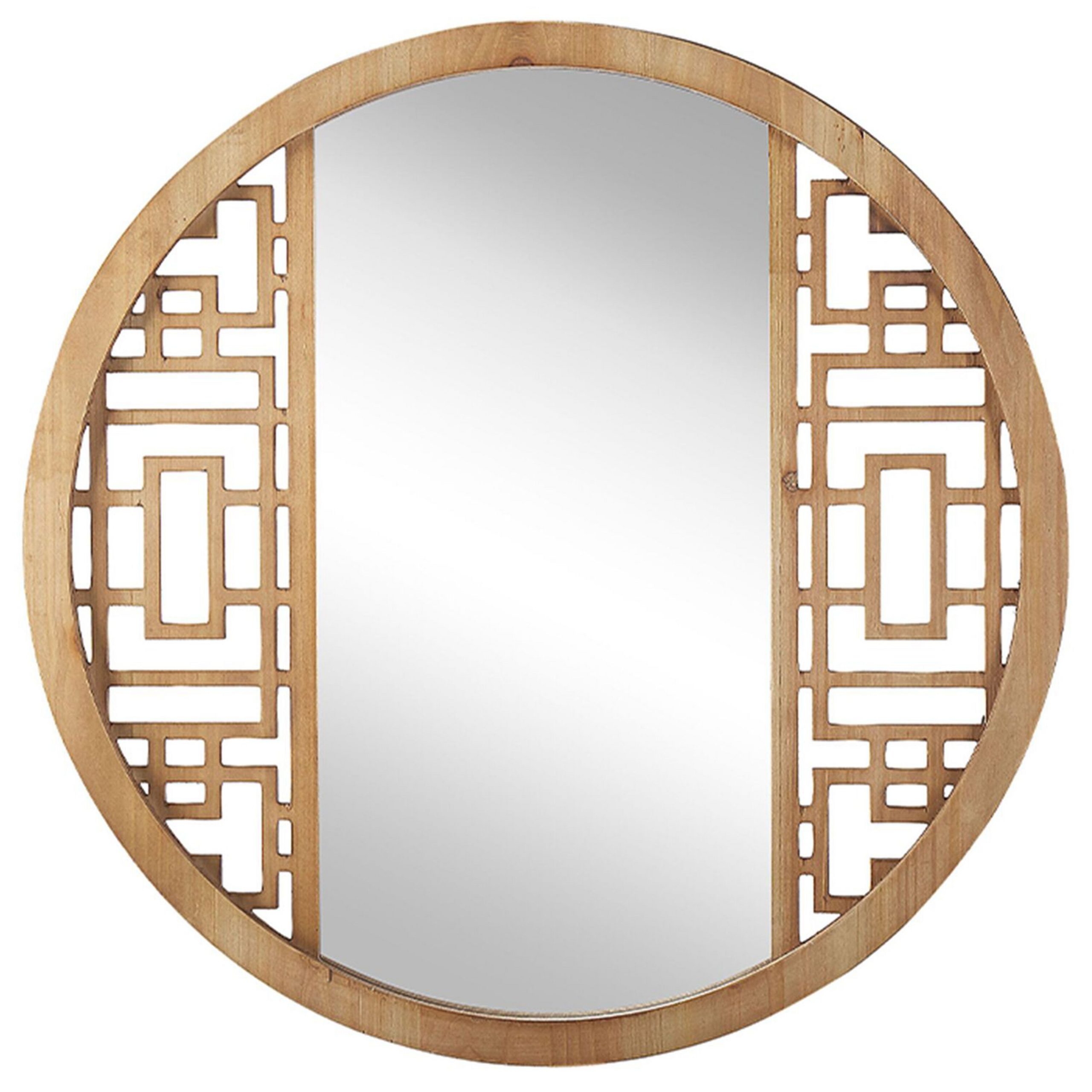 Beliani Nástěnné zrcadlo ⌀ 60 cm světlé dřevo FIRMINY