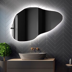 Artforma Unregelmäßiger asymmetrischer Spiegel mit LED Beleuchtung Wandspiegel Badezimmerspiegel Spiegel