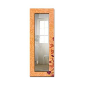 Artland Ganzkörperspiegel bedruckter Holzrahmen zum Aufhängen Wandspiegel Blumen orange Größe: 50,4x140,4 cm